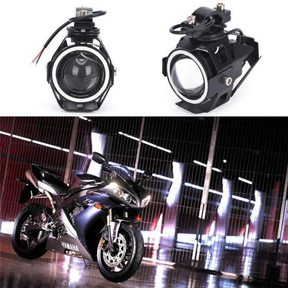 Motorcycle  Cree U7 DRL Fog Lights Driving Running Light With Angel Eyes