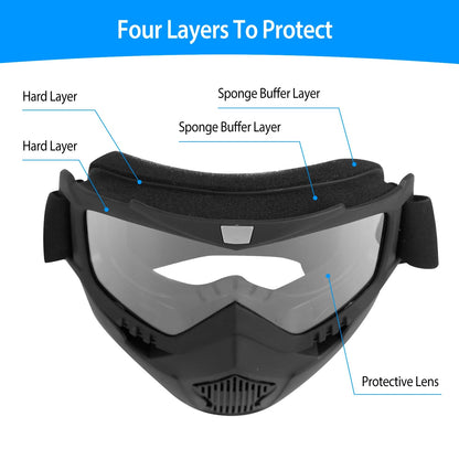 Motorcycle Goggles Removable Face Mask