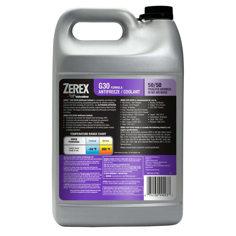 Zerex G30 Antifreeze / Coolant 50/50 Prediluted Ready-to-Use 1 GA