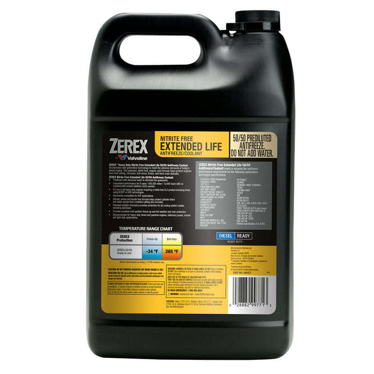 Zerex Extended Life Nitrite Free Heavy Duty (HD) Antifreeze/Coolant 50/50 Prediluted Ready-to-Use 1 GA