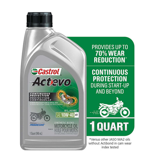 Castrol Actevo 4T 10W-40 Part Synthetic Motorcycle Oil, 1 Quart