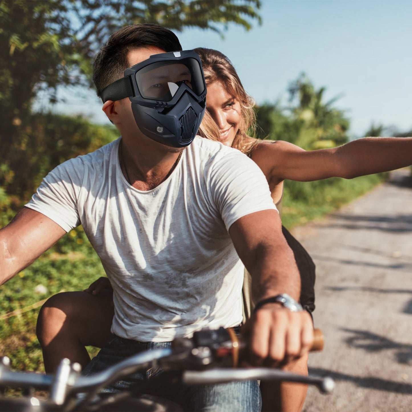 Motorcycle Goggles Removable Face Mask