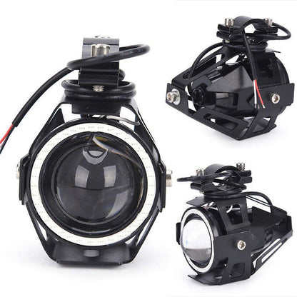 Motorcycle  Cree U7 DRL Fog Lights Driving Running Light With Angel Eyes