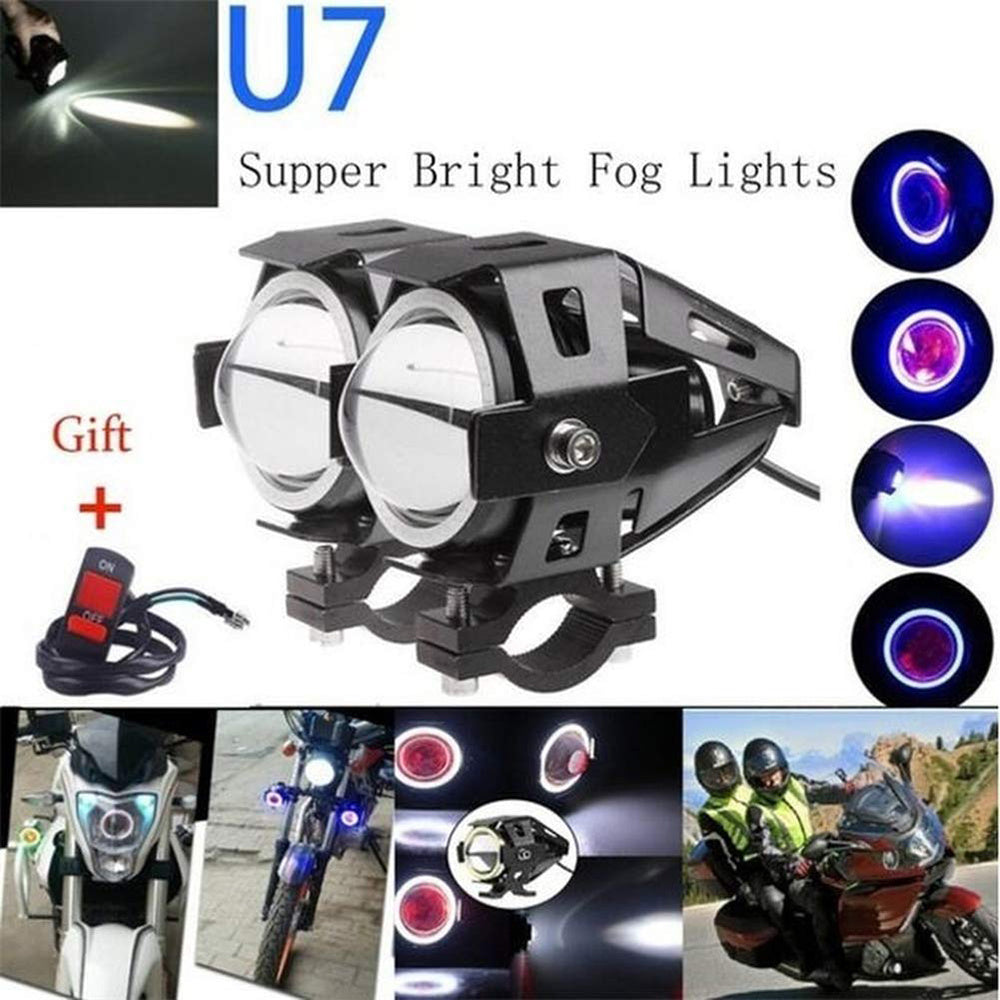 Motorcycle  Cree U7 DRL Fog Lights Driving Running Light With Angel Eyes