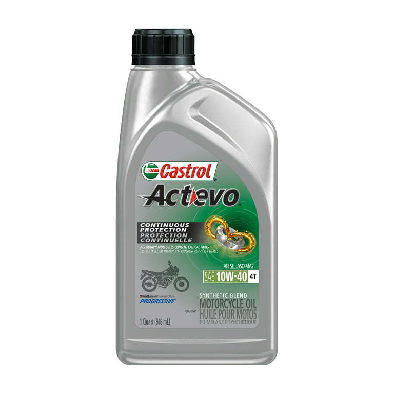 Castrol Actevo 4T 10W-40 Part Synthetic Motorcycle Oil, 1 Quart