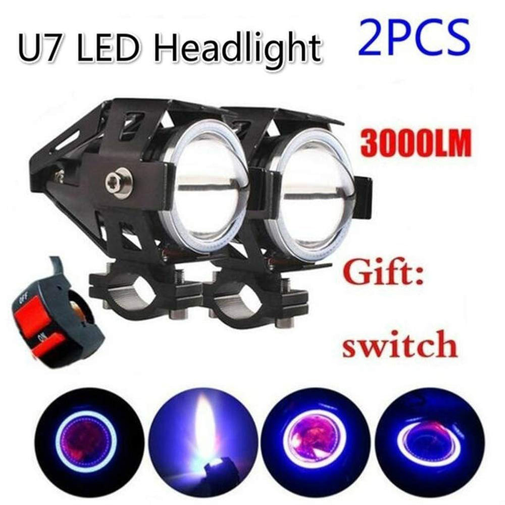 Motorcycle  Cree U7 DRL Fog Lights Driving Running Light With Angel Eyes