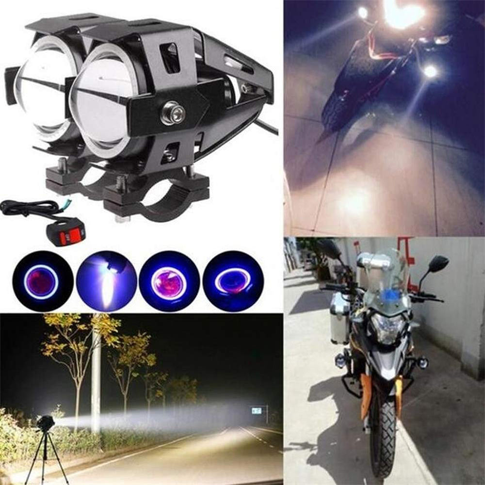 Motorcycle  Cree U7 DRL Fog Lights Driving Running Light With Angel Eyes